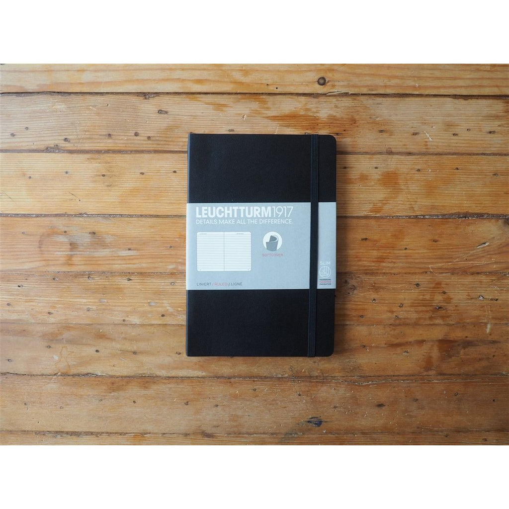 <center>Leuchtturm Softcover B6+ Notebook - Black (Lined)</center>