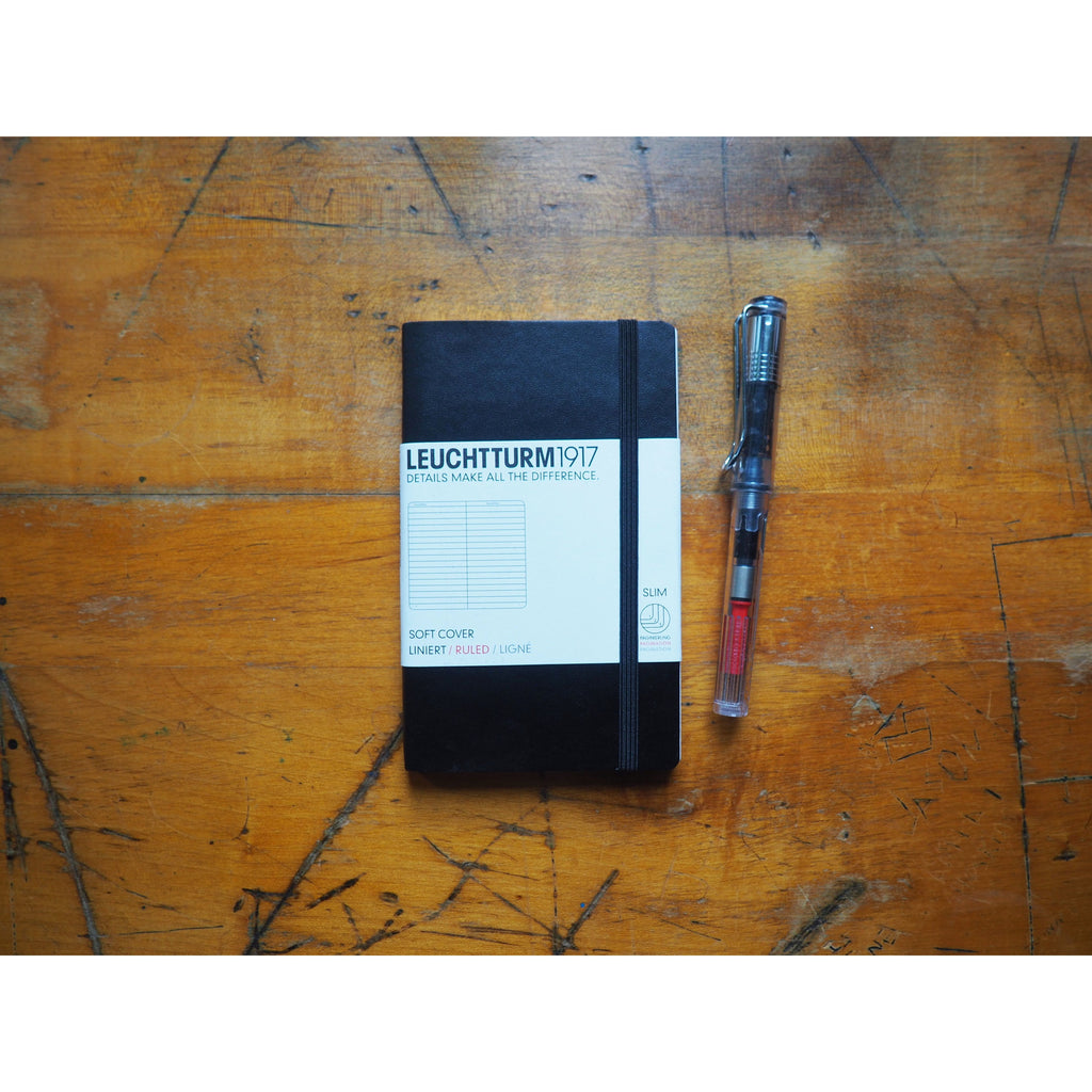 Leuchtturm Softcover A6 Pocket Notebook - Black (Lined)