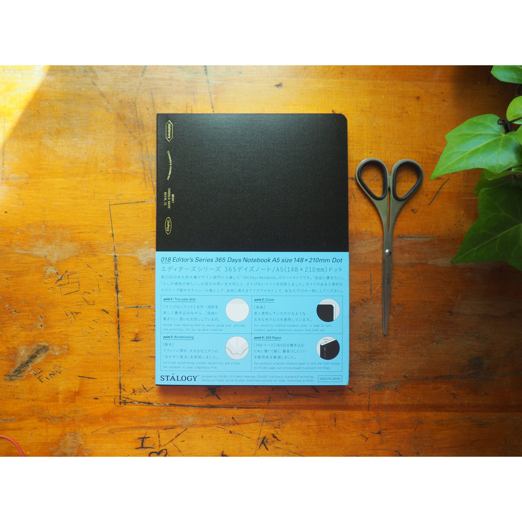 Stalogy 365 Days Notebook - A5 - Black - Dot