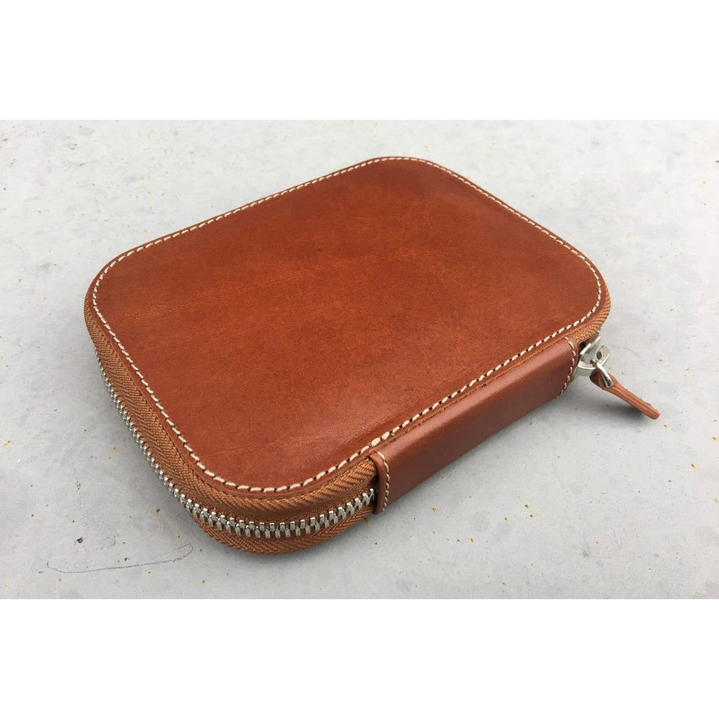Galen Leather - Leather Zippered 10 Slots Pen Case - Brown
