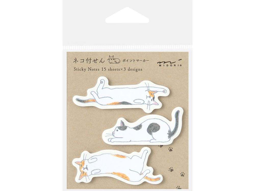 Midori Sticky Notes Point - Cat Stretching Out