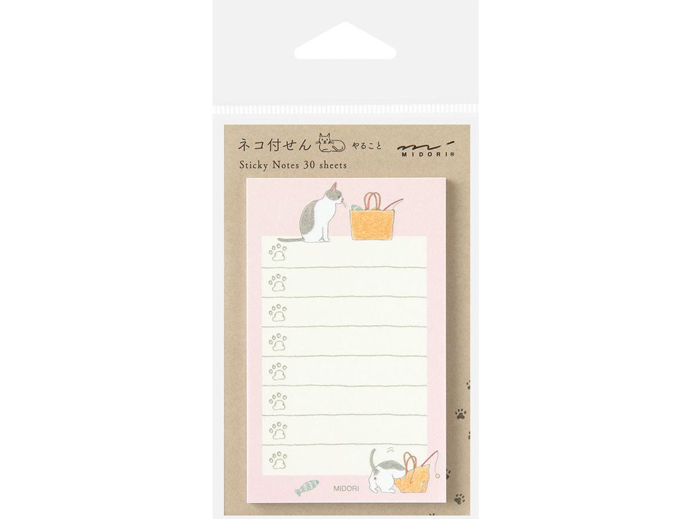 Midori Sticky Notes - To Do Cat Pink