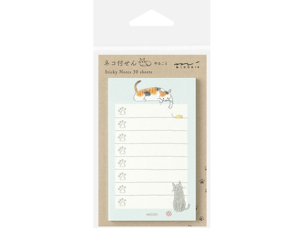 Midori Sticky Notes - To Do Cat Green