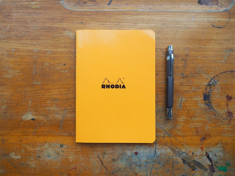 Rhodia Side-Stapled Notebook - Graph - Orange (A5)