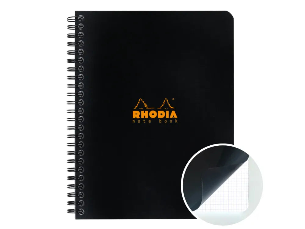 Rhodia - Spiral Bound Notebook - A5+ (16x21cm) - Black (Graph)