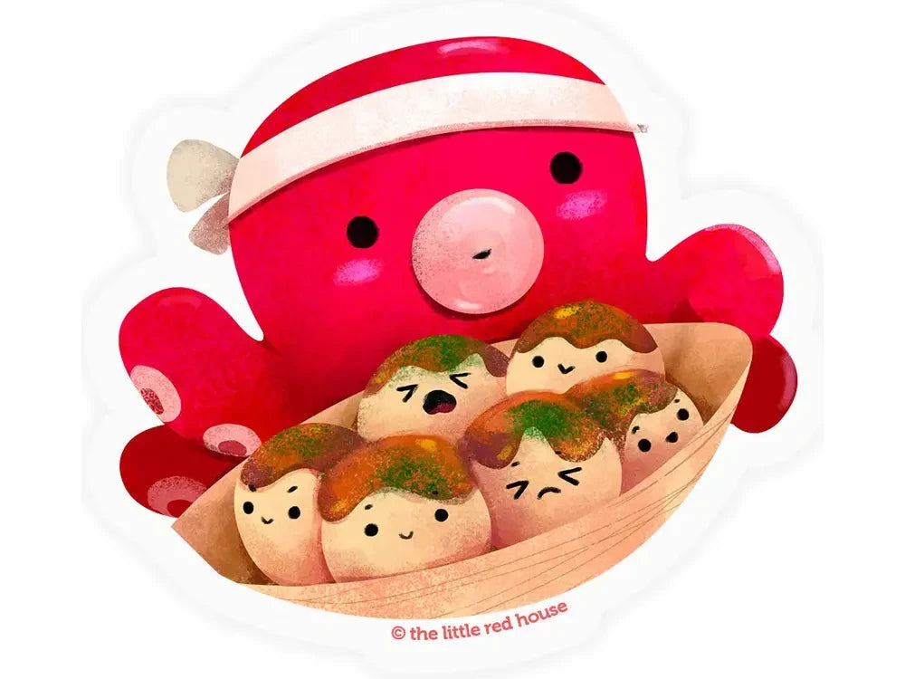 The Little Red House Sticker - Octo with Takoyaki Kids