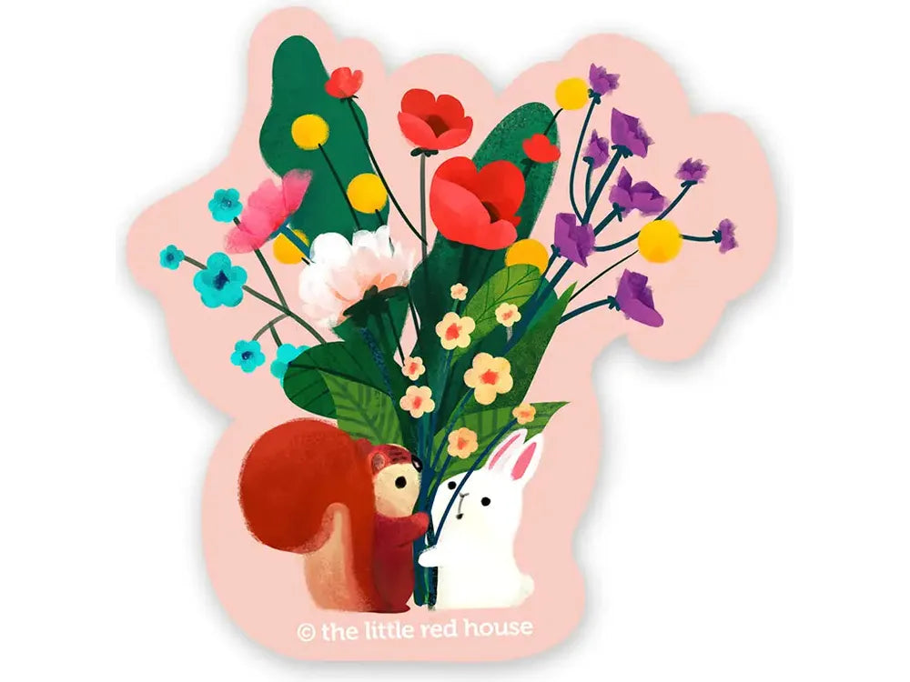 The Little Red House Vinyl Sticker - Flower