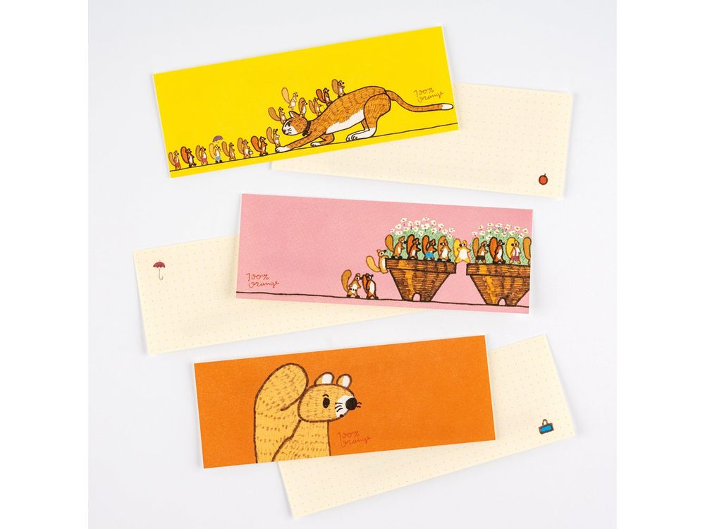 Hobonichi 2026 - Accessories - 100%ORANGE: Letter Set - Squirrel’s Moving Day