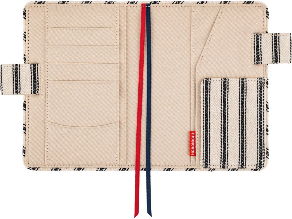 Hobonichi 2025 - A6 Cover - Lined Fabric: Herringbone (Ivory x Black)