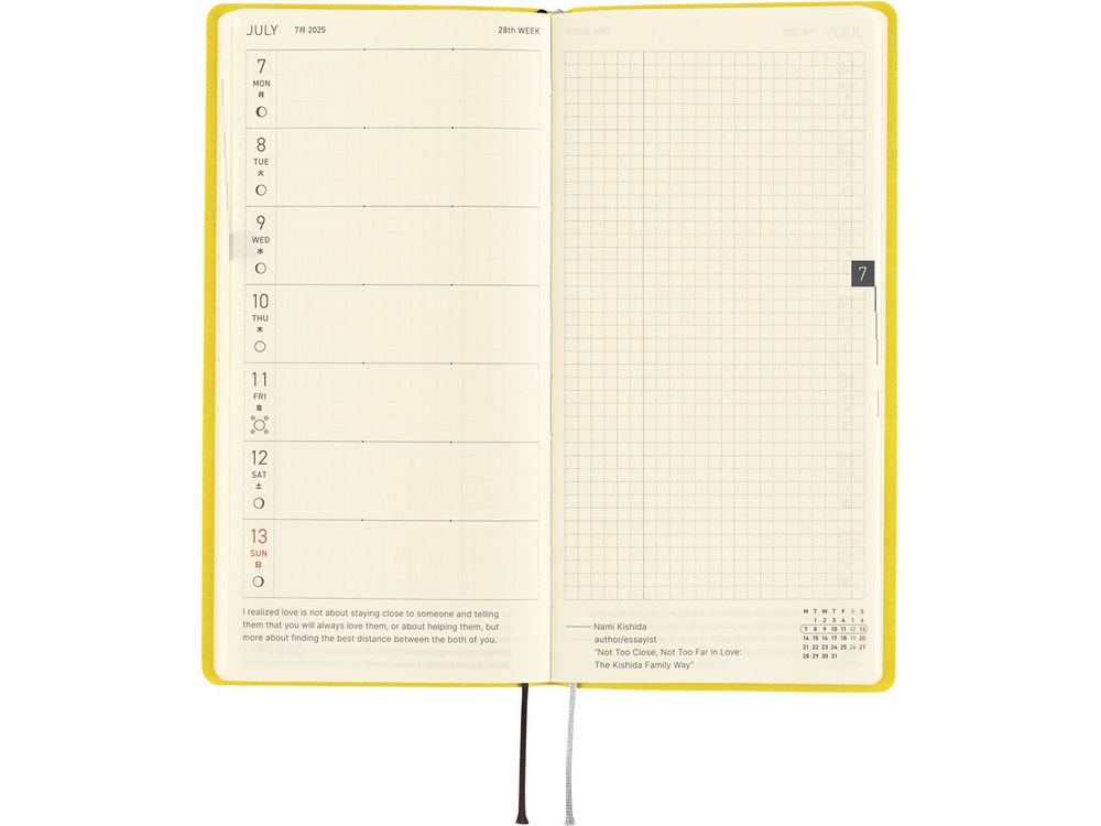 Hobonichi 2025 - Weeks English - Smooth: Mustard