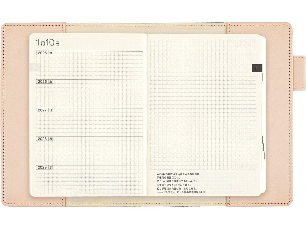 Hobonichi 2025 - 5-Year A6 Techo Cover - minä perhonen: anone-anone (Black)