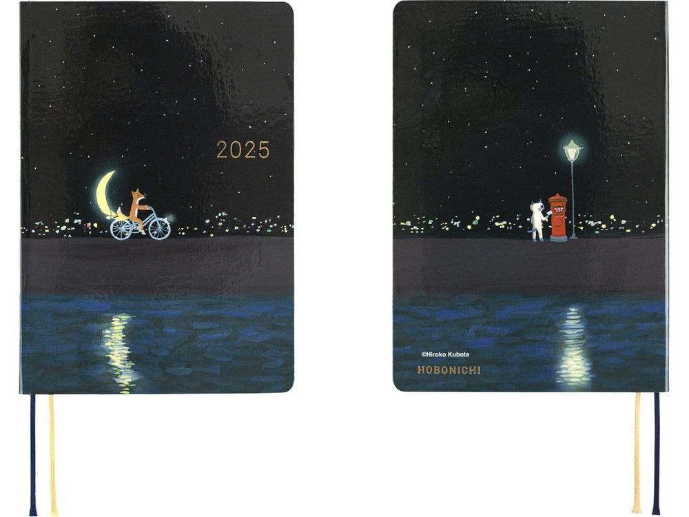 Hobonichi 2025 - A6 HON English Planner  - Hiroko Kubota: Crescent Moon Delivery