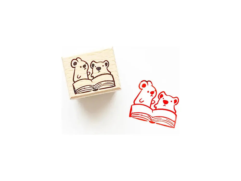 The Little Red House Rubber Stamp - Mice Reading