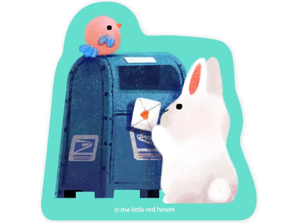 The Little Red House Vinyl Sticker - White Bunny Mail