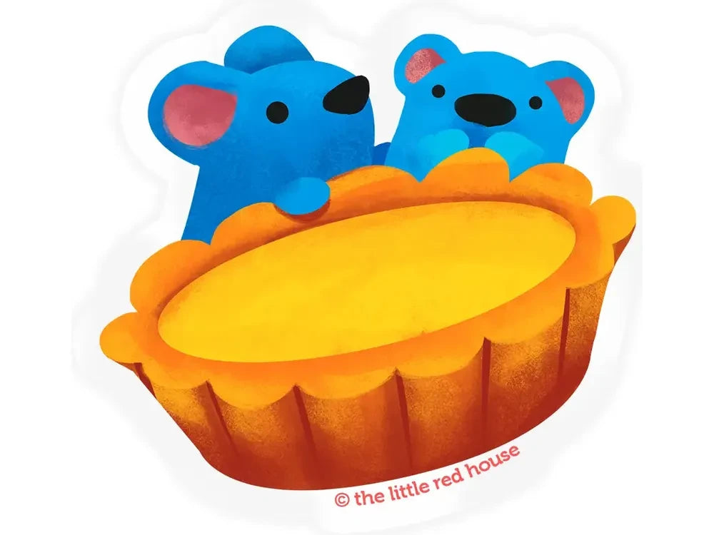 The Little Red House Sticker - Mice Enjoying Egg Tart