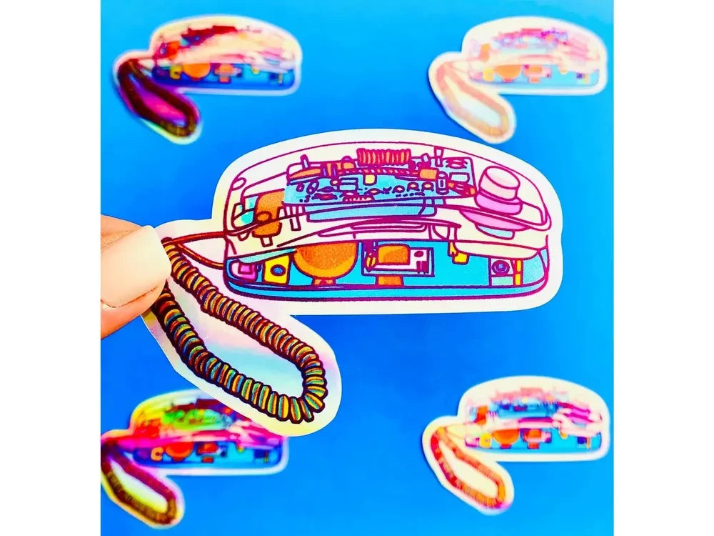 Vinyl Sticker - 90s Holographic Clear Phone