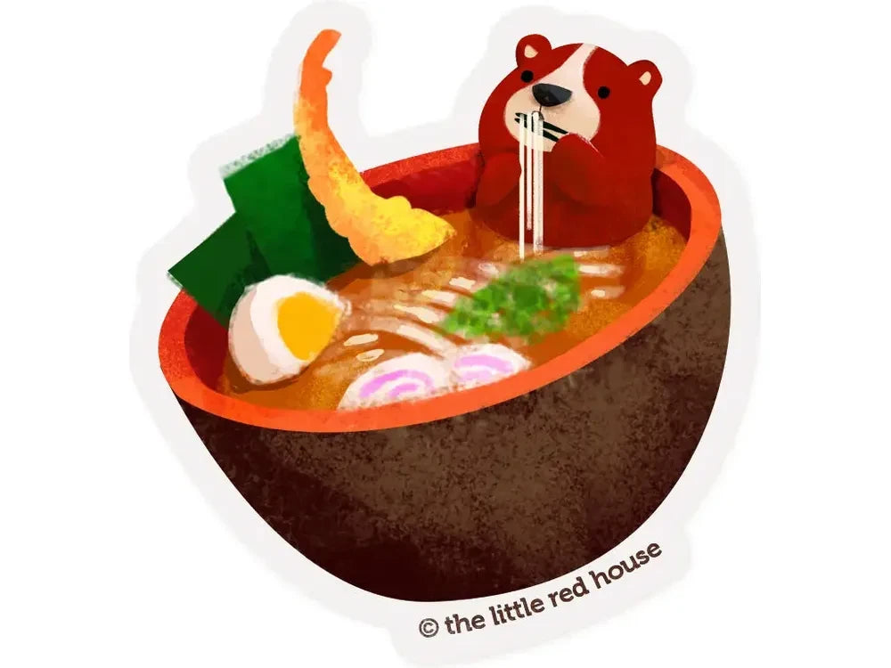 The Little Red House Sticker - Ramen Bear