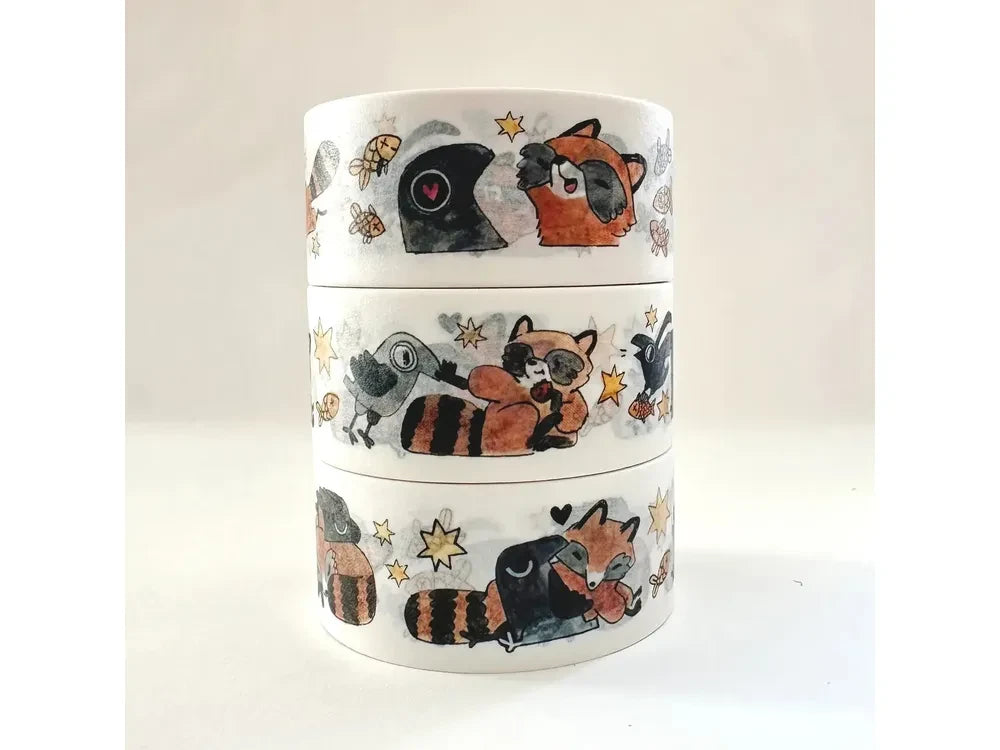 Shelley Couvillion Washi Tape - Raccoons and Crows