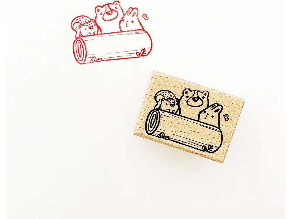 The Little Red House Rubber Stamp - Forest Animals in the Wood