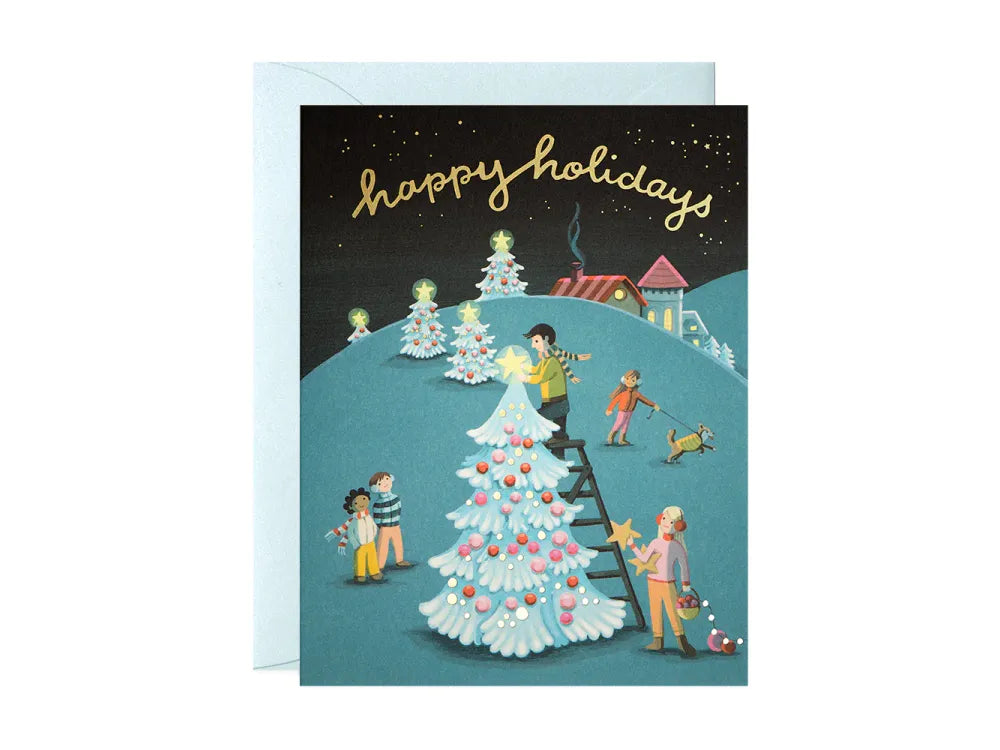JooJoo Paper - Tree Decorating Holiday Greeting Card