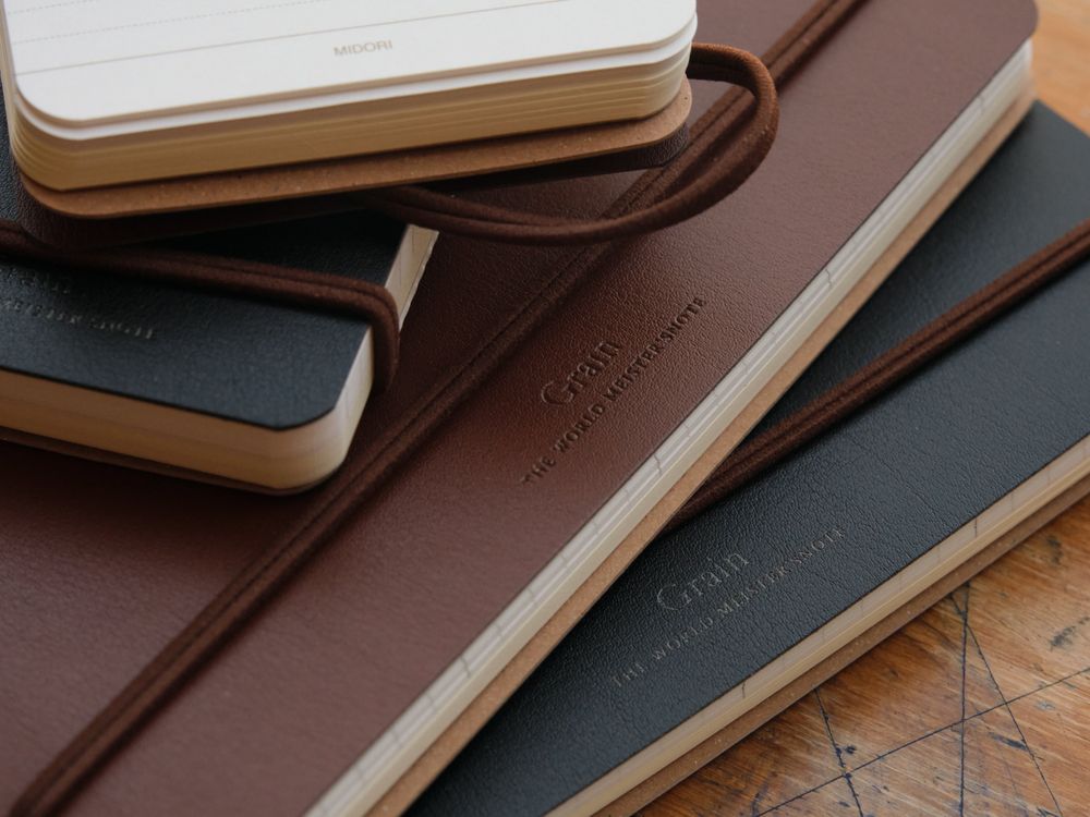 Midori Grain Ring Memo - Dark Brown