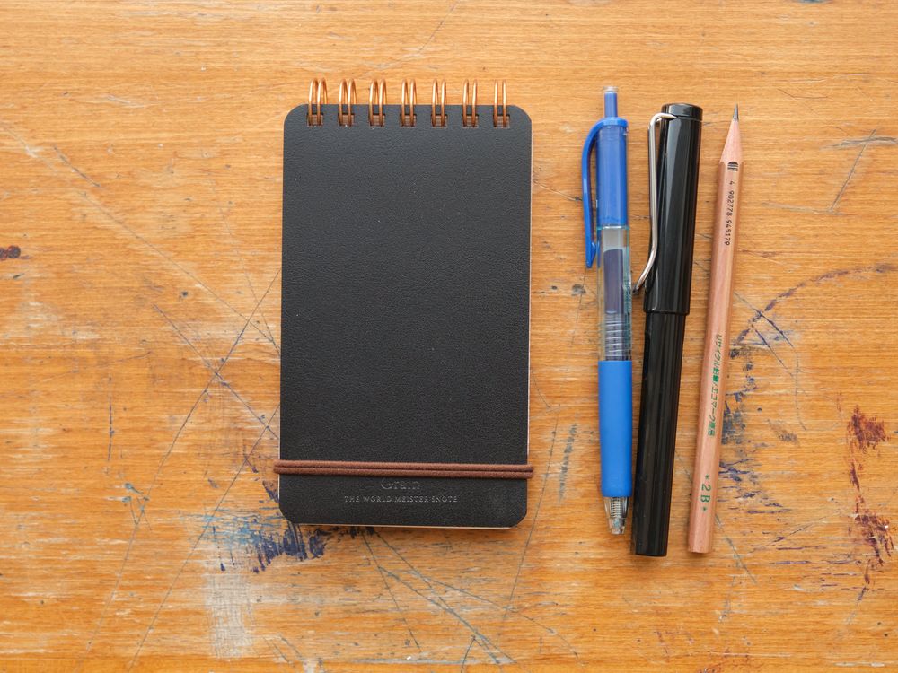 Midori Grain Ring Memo - Black