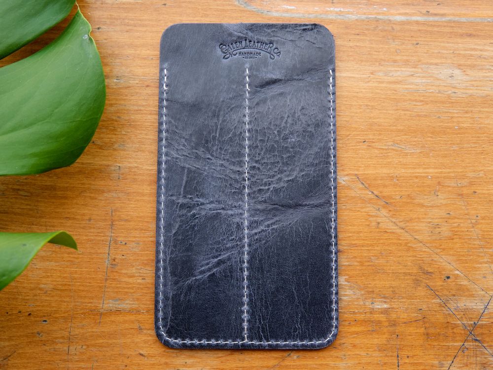 Galen Leather - Double Fountain Pen Sleeve - Crazy Horse Navy Blue