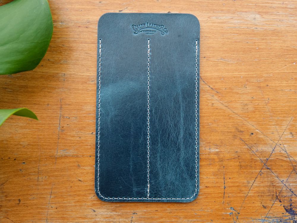 Galen Leather - Double Fountain Pen Sleeve - Crazy Horse Ocean Blue
