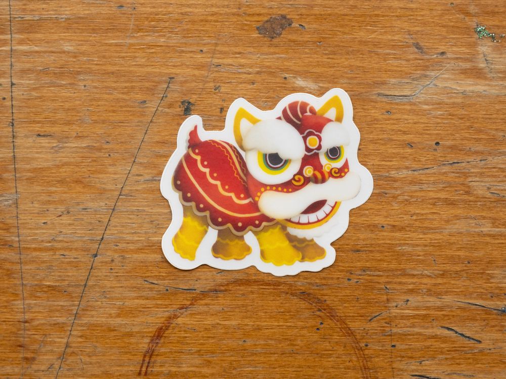 Hop & Flop Vinyl Sticker - Lion Dance Red & Gold