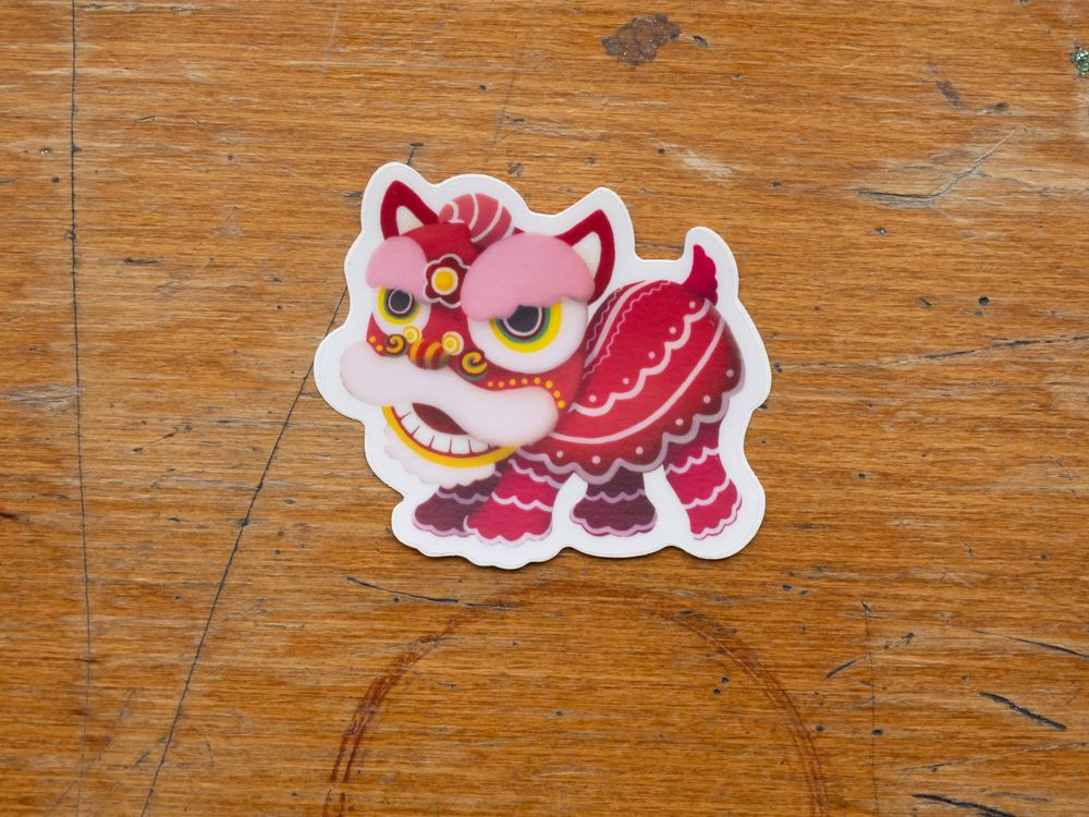 Hop & Flop Vinyl Sticker - Lion Dance Pink