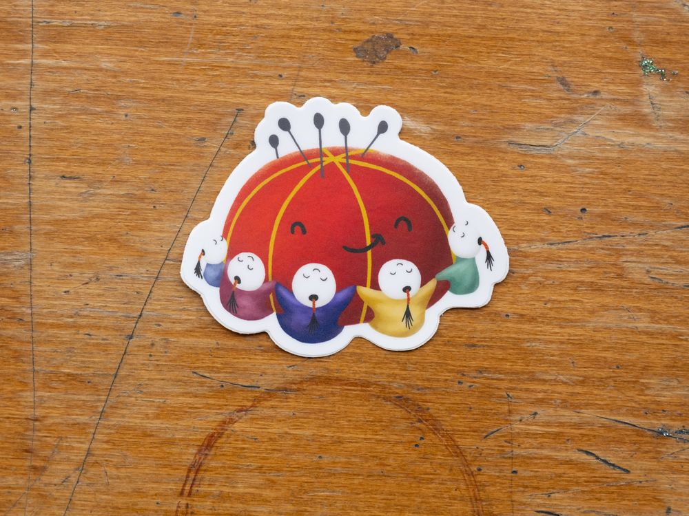 Hop & Flop Vinyl Sticker - Asian Sewing Pin Cushion