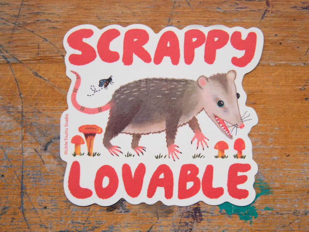 Little Truths Studio - Vinyl Sticker - Scrappy, Lovable Possum