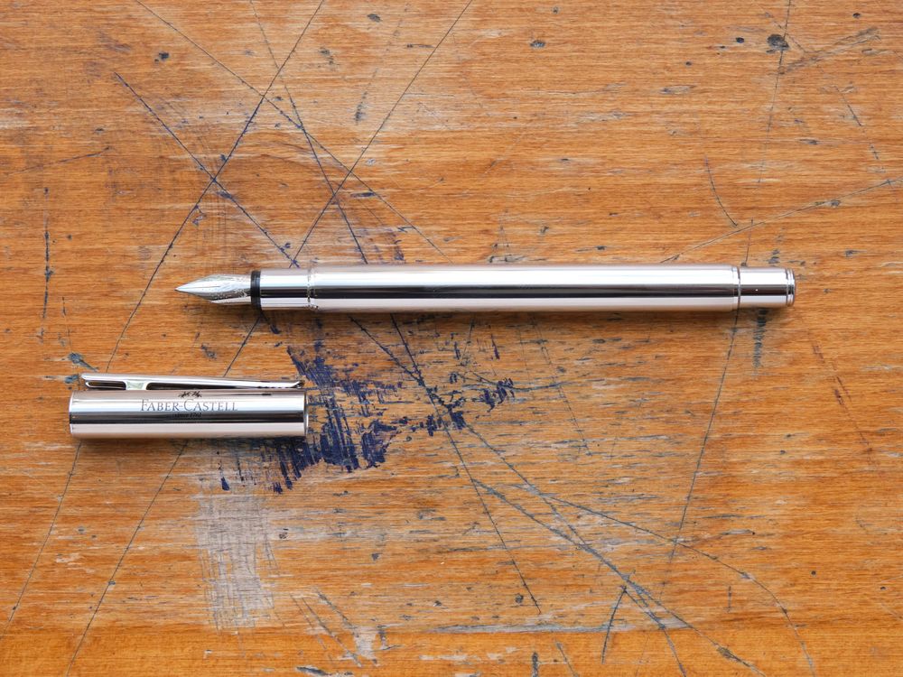 Faber Castell Neo-Slim Fountain Pen - Shiny Stainless Steel