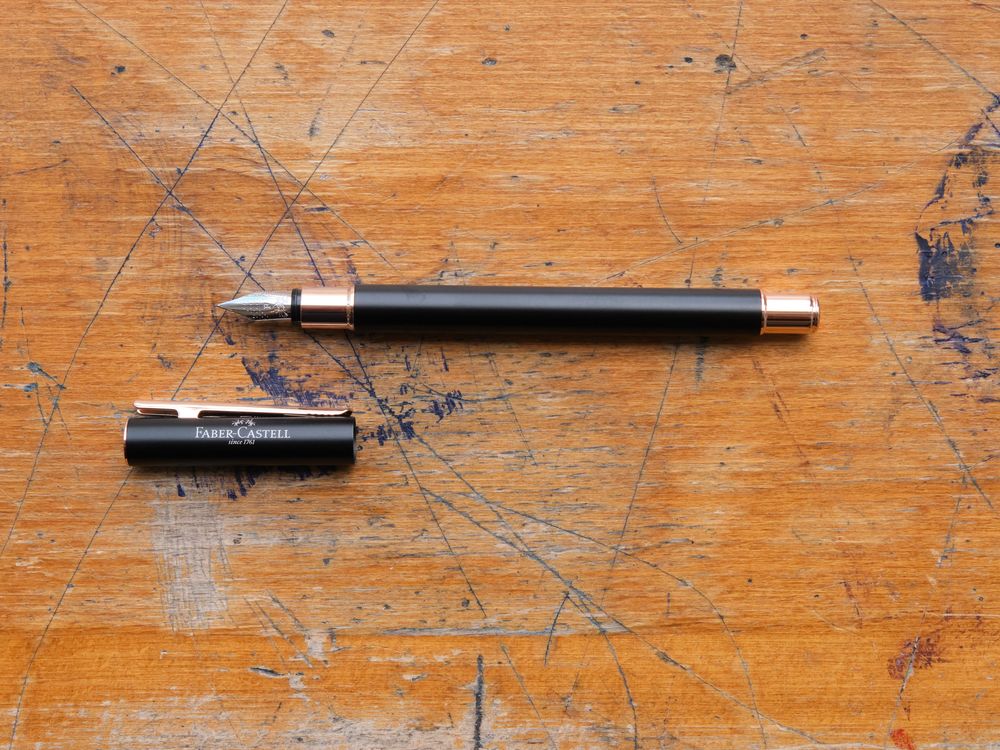 Faber Castell Neo-Slim Fountain Pen - Black Matt - Rose Gold