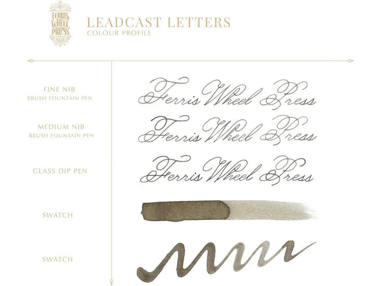 Ferris Wheel Press Fountain Pen Ink - Everyday Collection - Leadcast Letters (Mini Bottle) 10mL