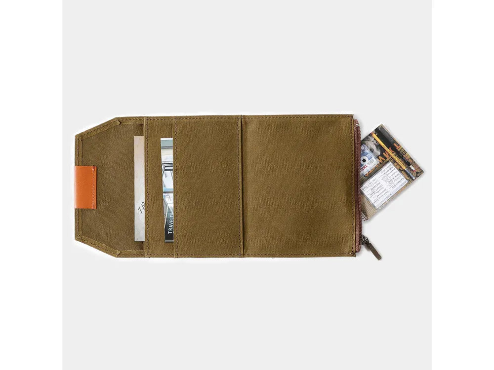 Traveler's Factory Passport Size Refill - Cotton Zipper Case - Olive