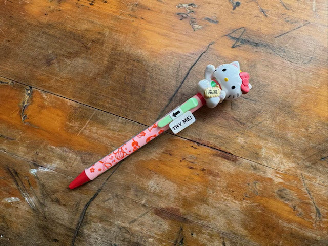 Sanrio Ballpoint Pen  - Bobble Head - Hello Kitty Green Clip