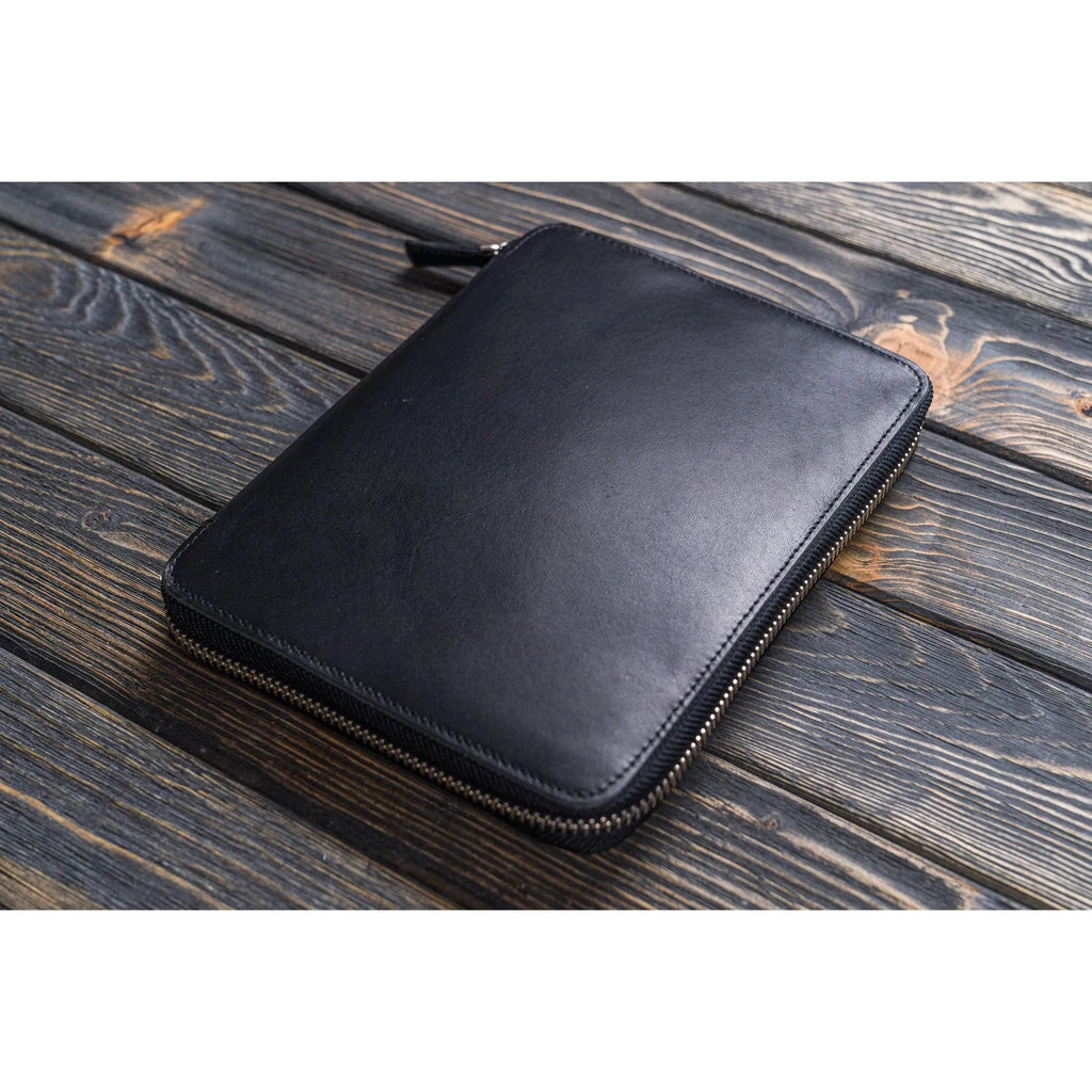 Galen Leather - Leather Zippered A5 Leuchtturm1917 Notebook Folio - Black