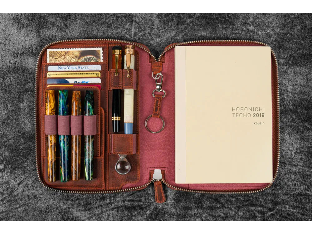 Galen Leather - Leather Zippered A5 Leuchtturm1917 Notebook Folio - Crazy Horse Orange