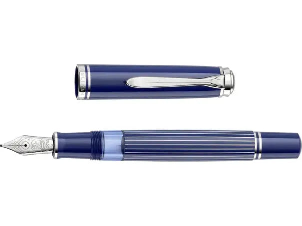Pelikan Souverän M815 Fountain Pen - Special Edition - Metal Striped Blue