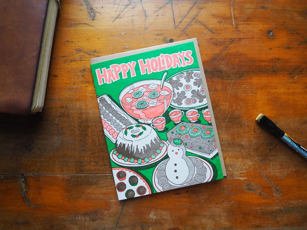 Lucky Horse Press - Card - Happy Holidays Party Food