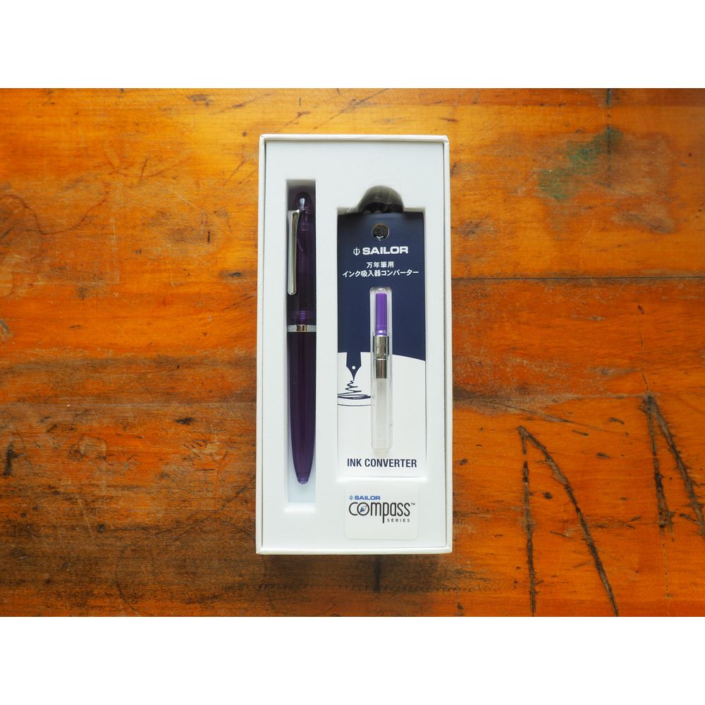 Sailor Compass 1911 Fountain Pen (Steel Nib) - Transparent Purple
