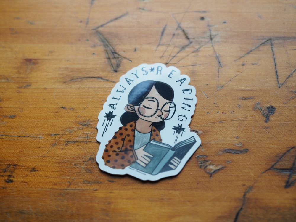 Shelley Couvillion Vinyl Sticker - Always Reading Books