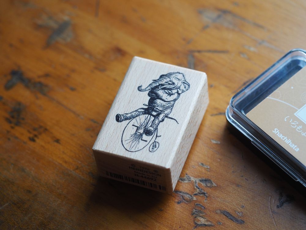 Heindesign Rubber Stamp - Elephant On a Bicycle