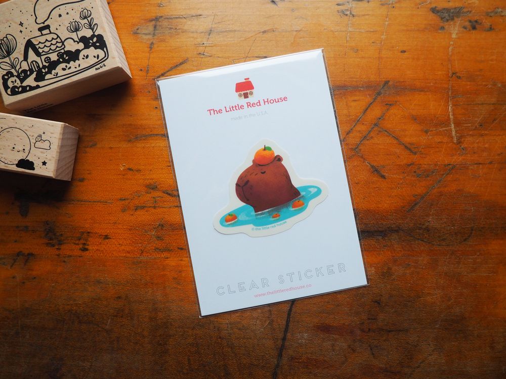 The Little Red House Sticker - Chill Capybara Onsen