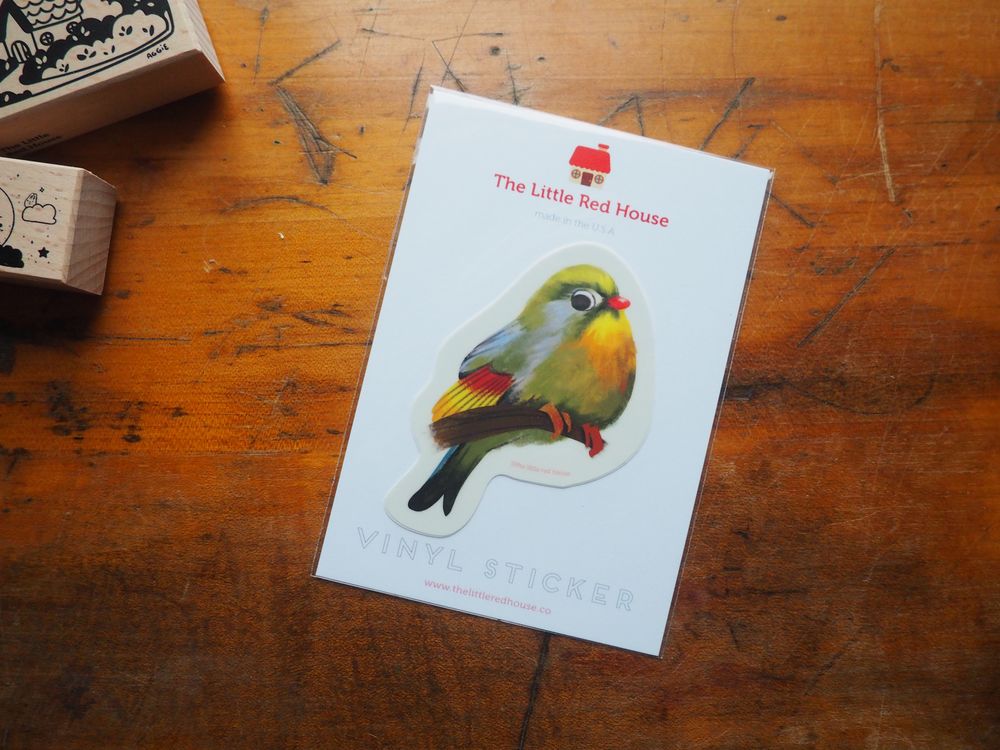 The Little Red House Sticker - Pekin Nightingale Bird