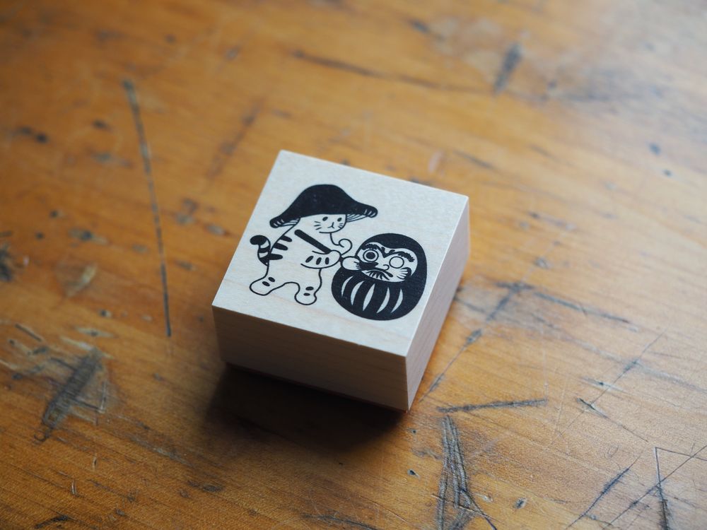 Mushroom Cat Stamp - Daruma-san