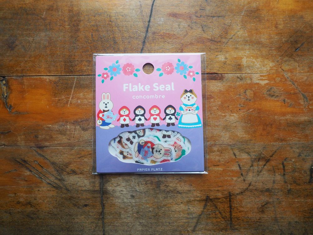 Papier Platz x Concombre - Stickers Flake Seal - 54 Pieces - Cat and Bunny Family (51-643)