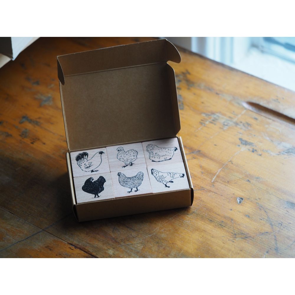 Wonder Pens x Pix Dessine -Stamp Set of 6 - A Flock of Chickens