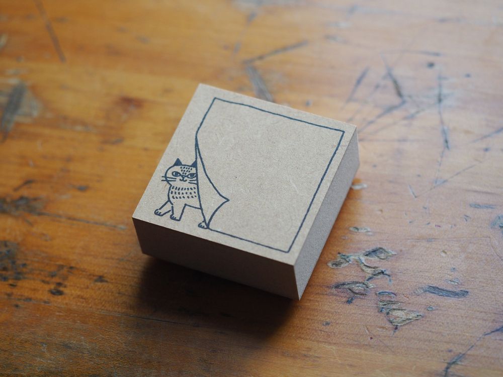 FIKA Rubber Stamp - Cat Behind Paper